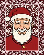 Whimsical Red Santa Claus Border Rug