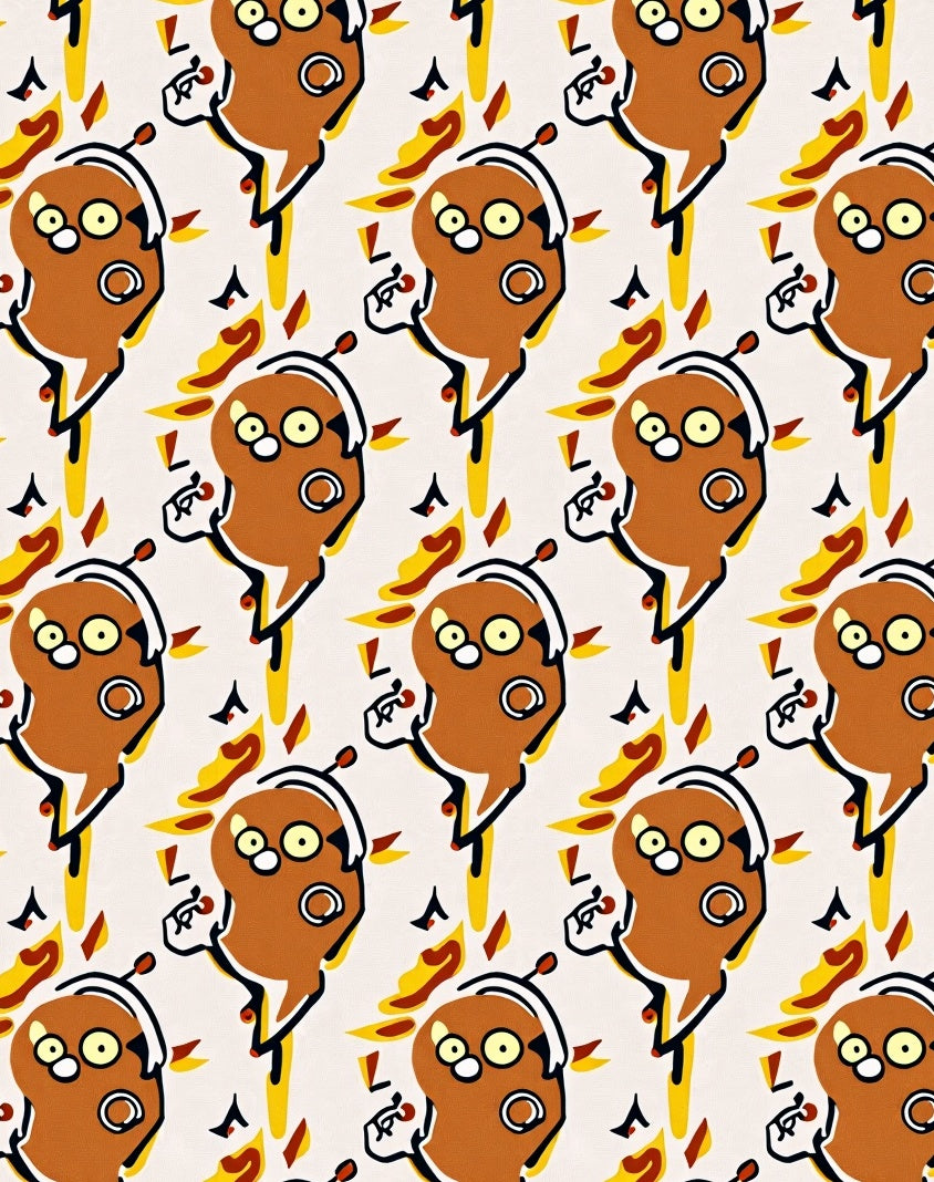 Whimsical Brown Character Abstract Repeating Rug