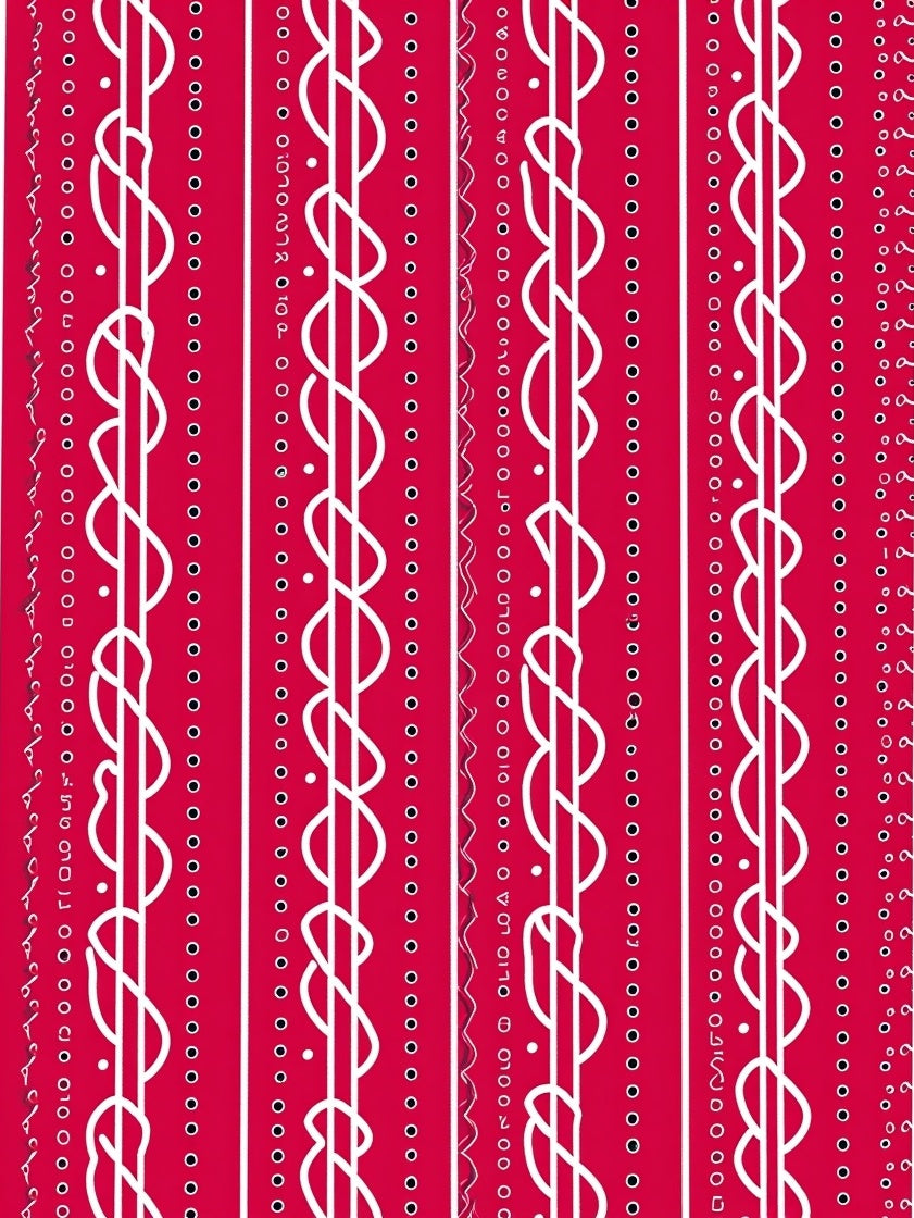 Crimson Ribbon Swirl Geometric Rug