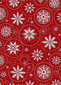 Crimson Snowflakes Within Circles Rug