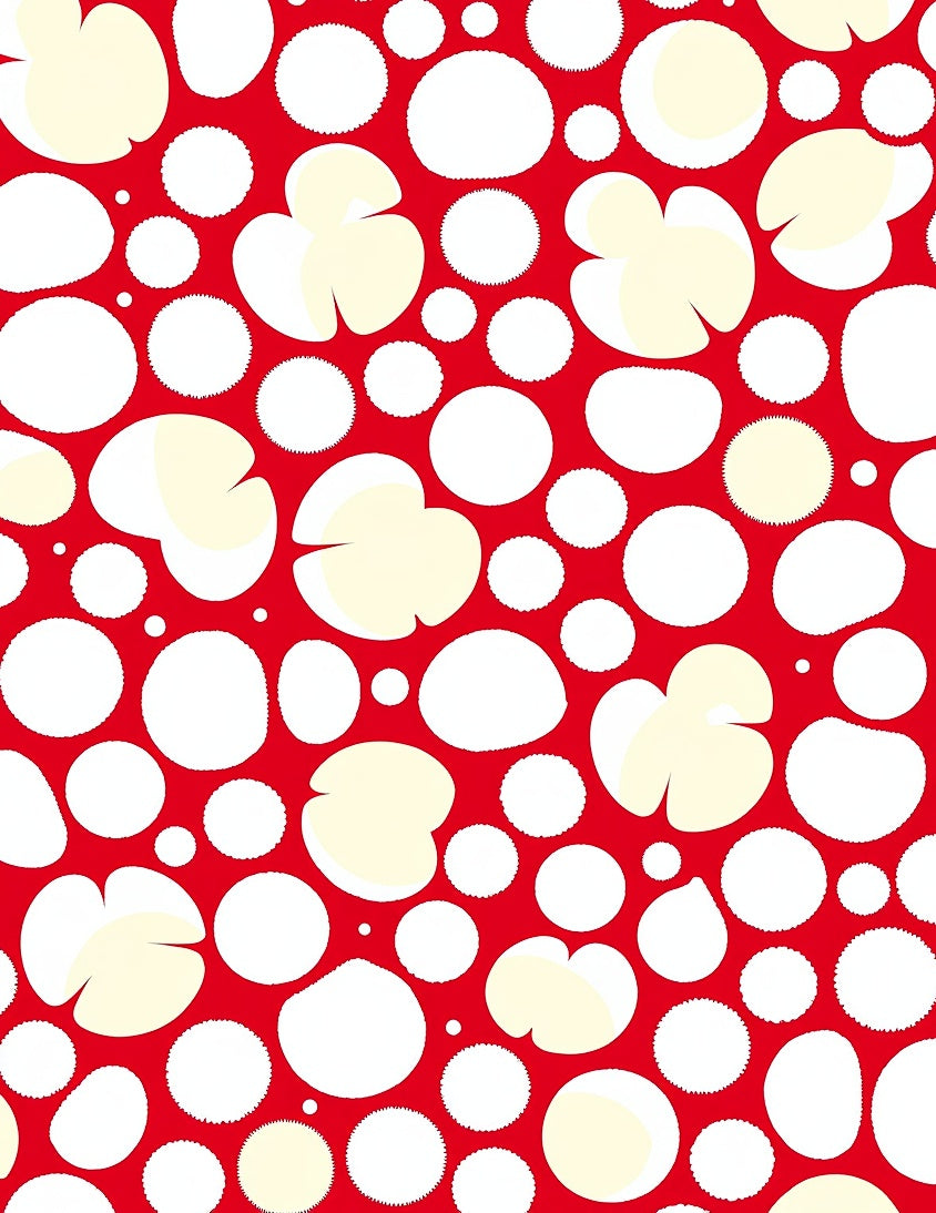 Red Cream Blob Circles Rug