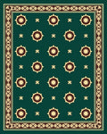 Emerald Sunburst Medallion Border Rug
