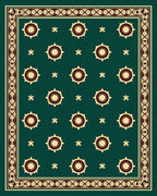 Emerald Sunburst Medallion Border Rug