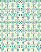 Art Deco Teal Floral Medallion Rug