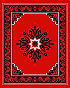 Bold Red Black Starburst Medallion Rug