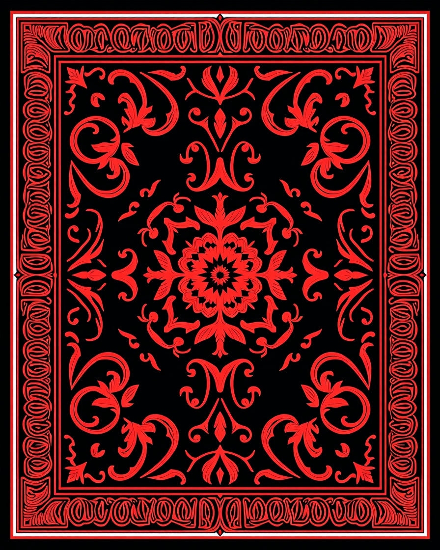 Bold Red Classic Floral Medallion Rug