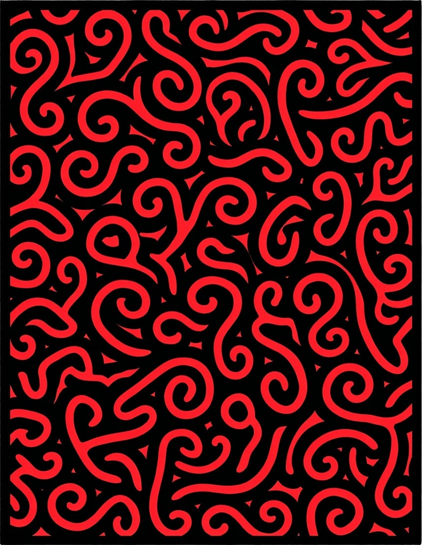 Crimson Red Swirl Abstract Rug