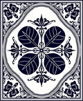 Deep Blue Floral Emblem Square Rug
