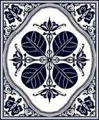 Deep Blue Floral Emblem Square Rug