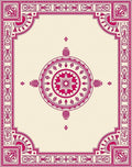 Maroon Ornamental Medallion Border Rug
