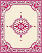 Maroon Ornamental Medallion Border Rug