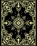 Golden Ornate Black Floral Scroll Rug
