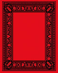 Bold Red Geometric Floral Border Rug