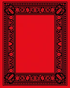 Bold Red Geometric Floral Border Rug