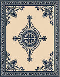Cream Navy Medallion Border Rug