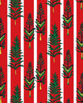 Red White Striped Fern Floral Rug