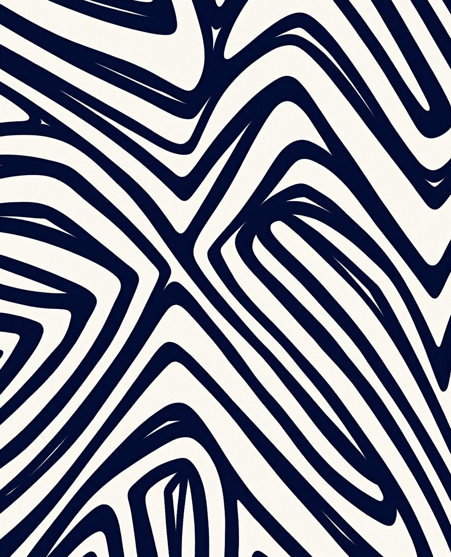 Deep Blue Abstract Overlapping Lines Rug