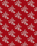White Snowflake Red Repeating Pattern Rug