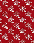 White Snowflake Red Repeating Pattern Rug