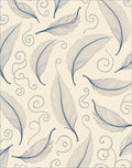 Cream and Blue Feather Swirls Rug