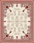Crimson Floral Medallion Cream Rug