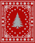 Crimson Winter Tree Snowflake Border Rug