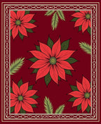 Vibrant Red Floral Bordered Poinsettias Rug