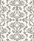 Gray Floral Arch Scroll Rug