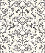 Gray Floral Arch Scroll Rug