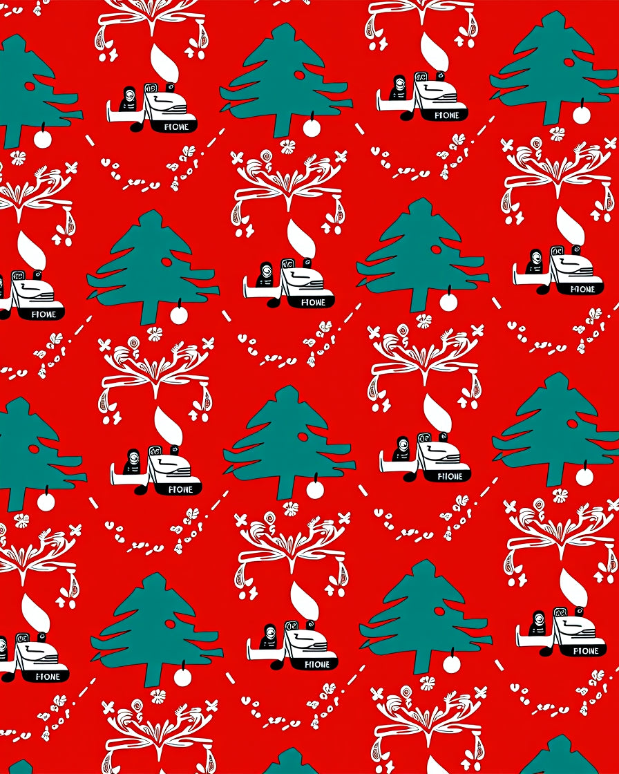 Red Christmas Tree Car Garland Rug