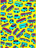 Whimsical Yellow Transportation Mix Rug