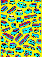 Whimsical Yellow Transportation Mix Rug
