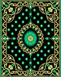 Ornate Black Emerald Floral Medallion Rug