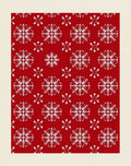 Red White Snowflake Christmas Fabric Rug