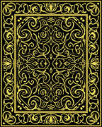 Golden Swirls Floral Border Rug