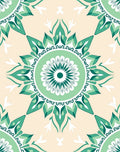 Serene Green Floral Medallion Rug