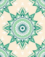 Serene Green Floral Medallion Rug