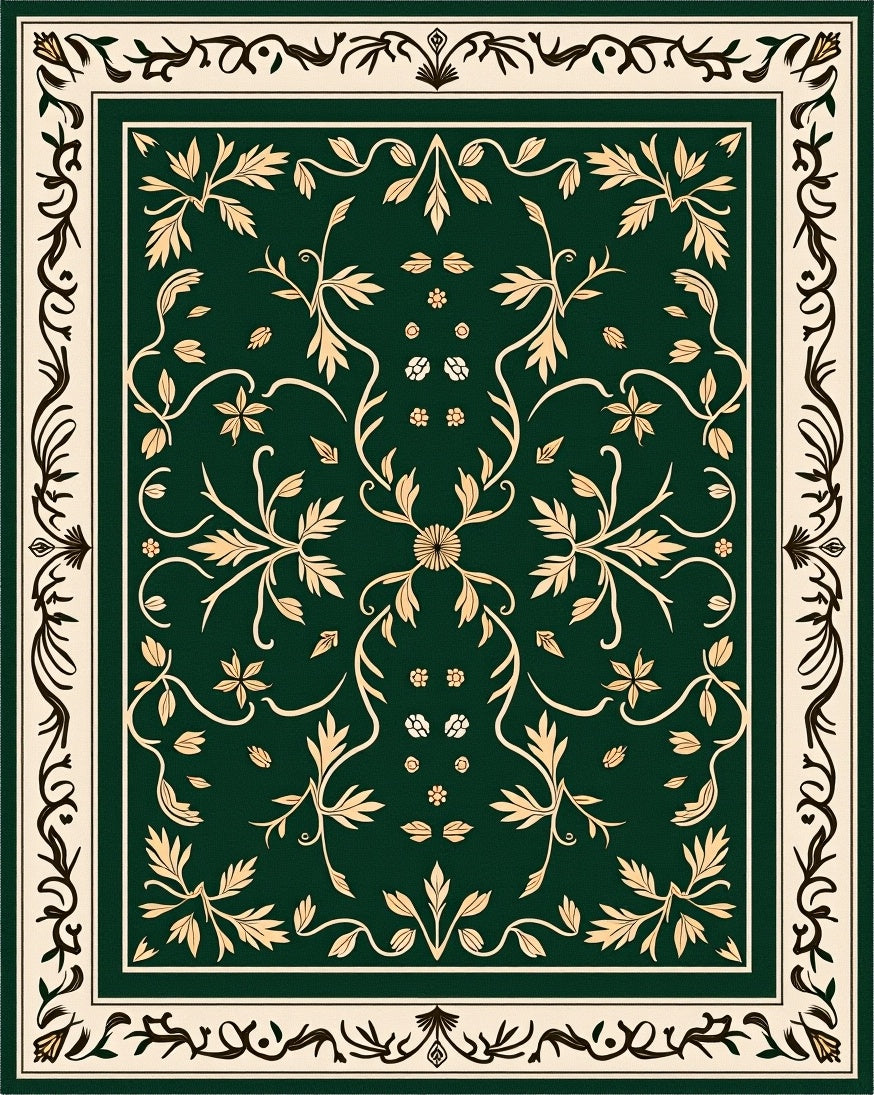 Emerald Swirl Floral Medallion Rug
