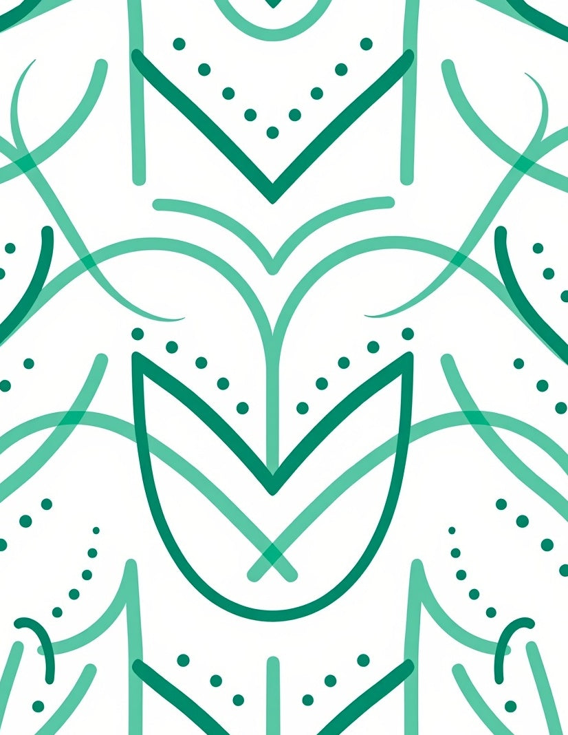 Teal Leafy Lines Abstract Rug