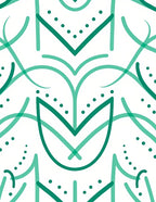 Teal Leafy Lines Abstract Rug