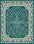 Teal and Cream Vintage Scroll Border Rug