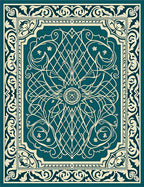 Teal and Cream Vintage Scroll Border Rug