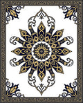 Ornate Navy Gold Floral Mandala Rug