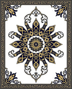 Ornate Navy Gold Floral Mandala Rug