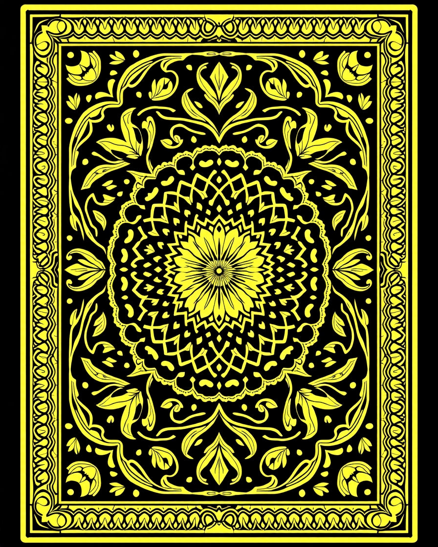 Golden Floral Medallion Symmetry Rug