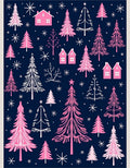 Pink Forest With White Stars And Houses Rug