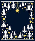 White Fir Trees Yellow Stars Border Rug