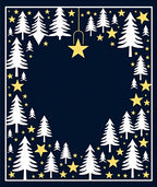 White Fir Trees Yellow Stars Border Rug
