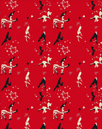 Whimsical Red Deers Stars and Abstract Shapes Rug
