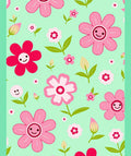 Pink and Red Flowers on Mint Background Rug
